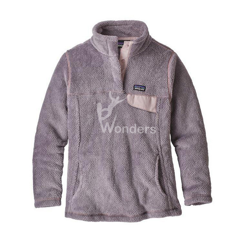 Womens Breathable Fleece Jacket Pullover Classic Snap T Sweatshirt Spring Autumn